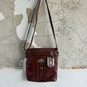 Giani Bernini Crossbody Turn Lock Bag Glazed Tobacco Brown Everyday Quiet Luxury